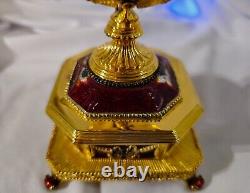 RARE HOUSE OF FABERGE' IMPERIAL EAGLE JEWELED EGG With14K BROOCH FRANKLIN MINT