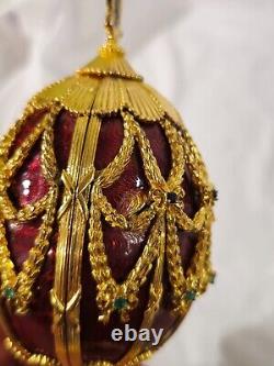 RARE HOUSE OF FABERGE' IMPERIAL EAGLE JEWELED EGG With14K BROOCH FRANKLIN MINT