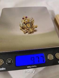 RARE HOUSE OF FABERGE' IMPERIAL EAGLE JEWELED EGG With14K BROOCH FRANKLIN MINT