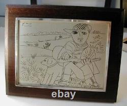 RARE The Hunter Pablo PICASSO Limited Ed Franklin Mint Sterling Silver Etching