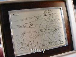 RARE The Hunter Pablo PICASSO Limited Ed Franklin Mint Sterling Silver Etching