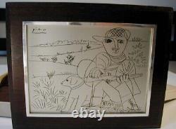 RARE The Hunter Pablo PICASSO Limited Ed Franklin Mint Sterling Silver Etching