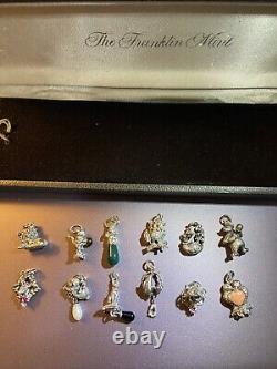 RARE Vint. Franklin Mint Jeweled Menagerie Sterling Silver Charm Bracelet Gift