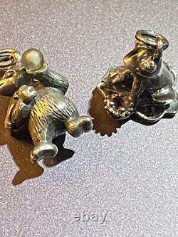 RARE Vint. Franklin Mint Jeweled Menagerie Sterling Silver Charm Bracelet Gift