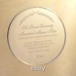 RARE Vintage Franklin Mint Sterling Silver & Inlaid 24kt Brown University Plate