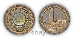 Rainbow Toned 1970 Franklin Mint United Nations 5 Ounce Sterling Medal 2.5