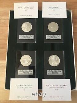 Rare 1971-75 Franklin Mint Sterling 20 Silver Round Medal Christmas Holiday