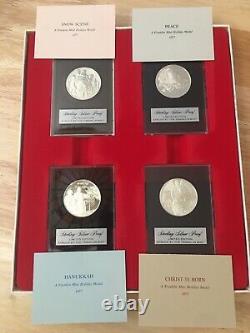 Rare 1971-80 Franklin Mint Sterling 40 Silver Round Medal Christmas Holiday COA