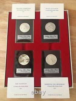 Rare 1971-80 Franklin Mint Sterling 40 Silver Round Medal Christmas Holiday COA