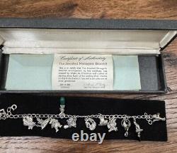 Rare 1980 Franklin Mint 925 Sterling Jeweled Menagerie Animal Charm Bracelet Vtg