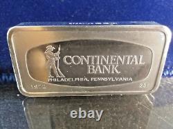 Rare FRANKLIN MINT Continental Bank Philadelphia PA 2oz+ Sterling Silver Bar