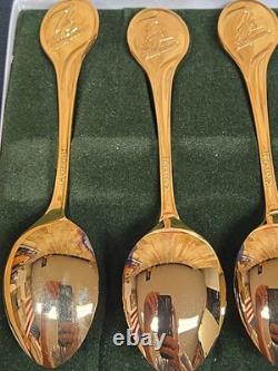 Rare Franklin Mint 1972 Twelve Days of Christmas Vermeil Spoon Set Old WithCase