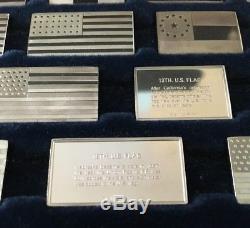 Rare Franklin Mint Great Flags of America Sterling Silver Bar ingots withCOA 1974