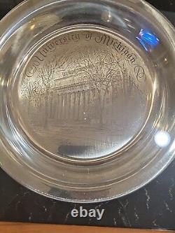 Rare Franklin Mint Solid Sterling Silver University Of Michigan Ltd Ed Plate