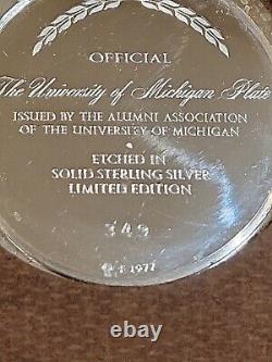 Rare Franklin Mint Solid Sterling Silver University Of Michigan Ltd Ed Plate