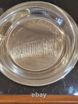 Rare Franklin Mint Solid Sterling Silver University Of Michigan Ltd Ed Plate