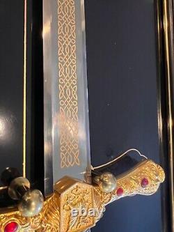 Rare! Franklin Mint Sword of Excalibur 24K Gold/Sterling Silver Plated in Stone