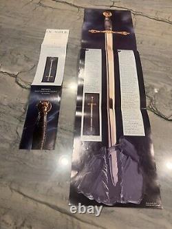 Rare! Franklin Mint Sword of Excalibur 24K Gold/Sterling Silver Plated in Stone