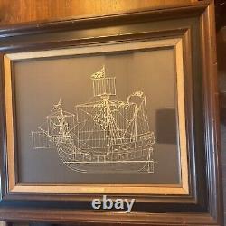 Rare! Set 4 Lg. Franklin Mint Sterling Silver Sailing Ships Pictures