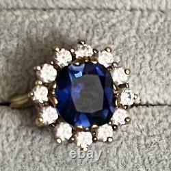 Rare Vtg Franklin Mint Sterling Silver Princess Diana Topaz Ring Sz 8 Wow