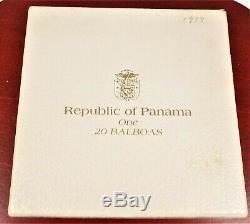 Republic Of Panama 1973 Proof 20 Balboas Coin 2000 Grains Sterling Silver COA