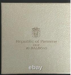 Republic Of Panama 1973Proof 20 Balboas Coin 2000 Grains Sterling Silver, Box & C