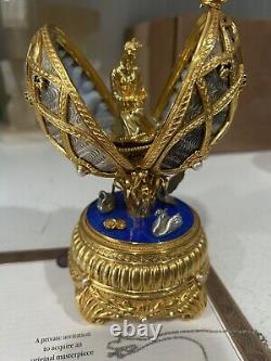 SASA Franklin Mint House Of Faberge Sterling Egg Swan Lake With 14k Gold