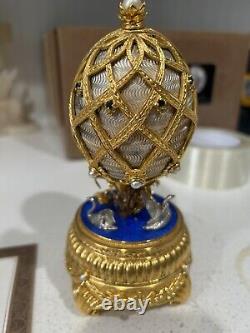 SASA Franklin Mint House Of Faberge Sterling Egg Swan Lake With 14k Gold