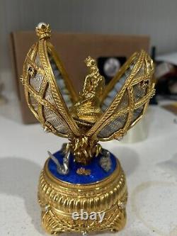 SASA Franklin Mint House Of Faberge Sterling Egg Swan Lake With 14k Gold