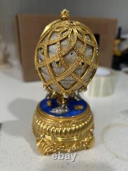 SASA Franklin Mint House Of Faberge Sterling Egg Swan Lake With 14k Gold