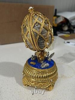 SASA Franklin Mint House Of Faberge Sterling Egg Swan Lake With 14k Gold