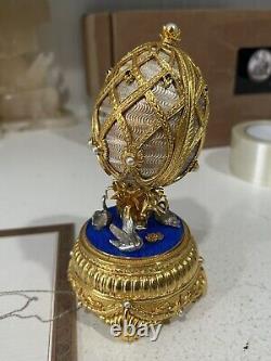 SASA Franklin Mint House Of Faberge Sterling Egg Swan Lake With 14k Gold