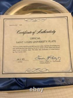 Saint Louis University Sterling Silver Plate Signed Franklin Mint 1975