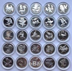 Set 1-25 Vintage Gilroy Roberts Birds Sterling Silver Coins Franklin Mint 1970