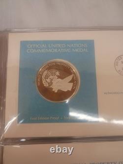 Set Of 5 1977 Sterling Silver Proof 1st Ed. United Nations Commemorative Medals