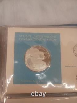 Set Of 5 1977 Sterling Silver Proof 1st Ed. United Nations Commemorative Medals