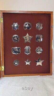 Set of 12 Franklin Mint Badges of the Great Western Lawman in Original Case