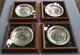 Set Of 4 Franklin Mint Sterling Silver Bird Plates Original Walnut Frames 1972