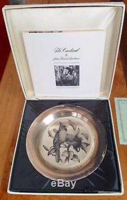 Set of 4 Franklin Mint Sterling Silver Bird Plates Sealed n White Cases COA 1972