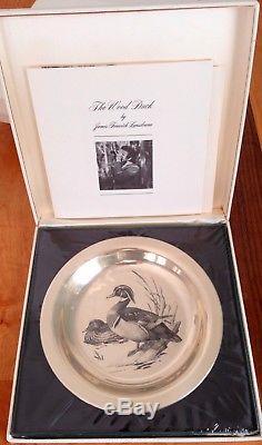 Set of 4 Franklin Mint Sterling Silver Bird Plates Sealed n White Cases COA 1972