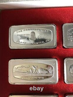 Set of Christmas Ingots 1970 Thru 1979 OF. 925 Silver 23.2 oz (Franklin Mint)