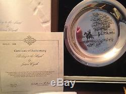 Set of five etched sterling silver plates by James Wyeth. Franklin Mint