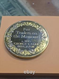 Silver 2 OZ Medal Franklin Mint 100 Greatest Masterpieces FUR TRADERS o MISSOURI