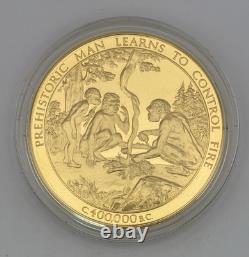 Silver Franklin Mint Art Round History Of Mankind Prehistoric Man Learns #1