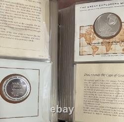 Silver Proof Coins The Great Explorers Medals 34 Issues. 925 STERLING