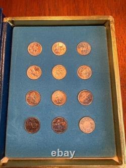 Silver Zodiac set of 12 Mini Coins Proof Sterling Medal Franklin Mint