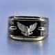 Size 11, Fm Franklin Mint 925 Sterling Silver 585 14k Eagle Onyx Ring, Band