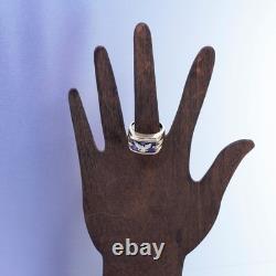 Size 11, FM Franklin Mint 925 Sterling silver 585 14k Eagle Onyx Ring, band