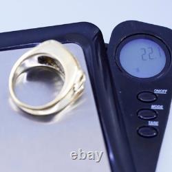 Size 11, FM Franklin Mint 925 Sterling silver 585 14k Eagle Onyx Ring, band