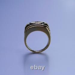 Size 11, FM Franklin Mint 925 Sterling silver 585 14k Eagle Onyx Ring, band